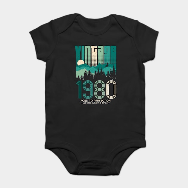 40th birthday gifts for men and women 1980 gift 40 years old Baby Bodysuit by CheesyB